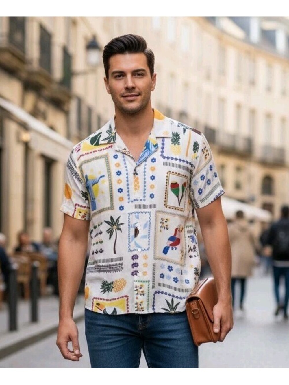 Men's Malibu Button Up Cabana Shirt Size S